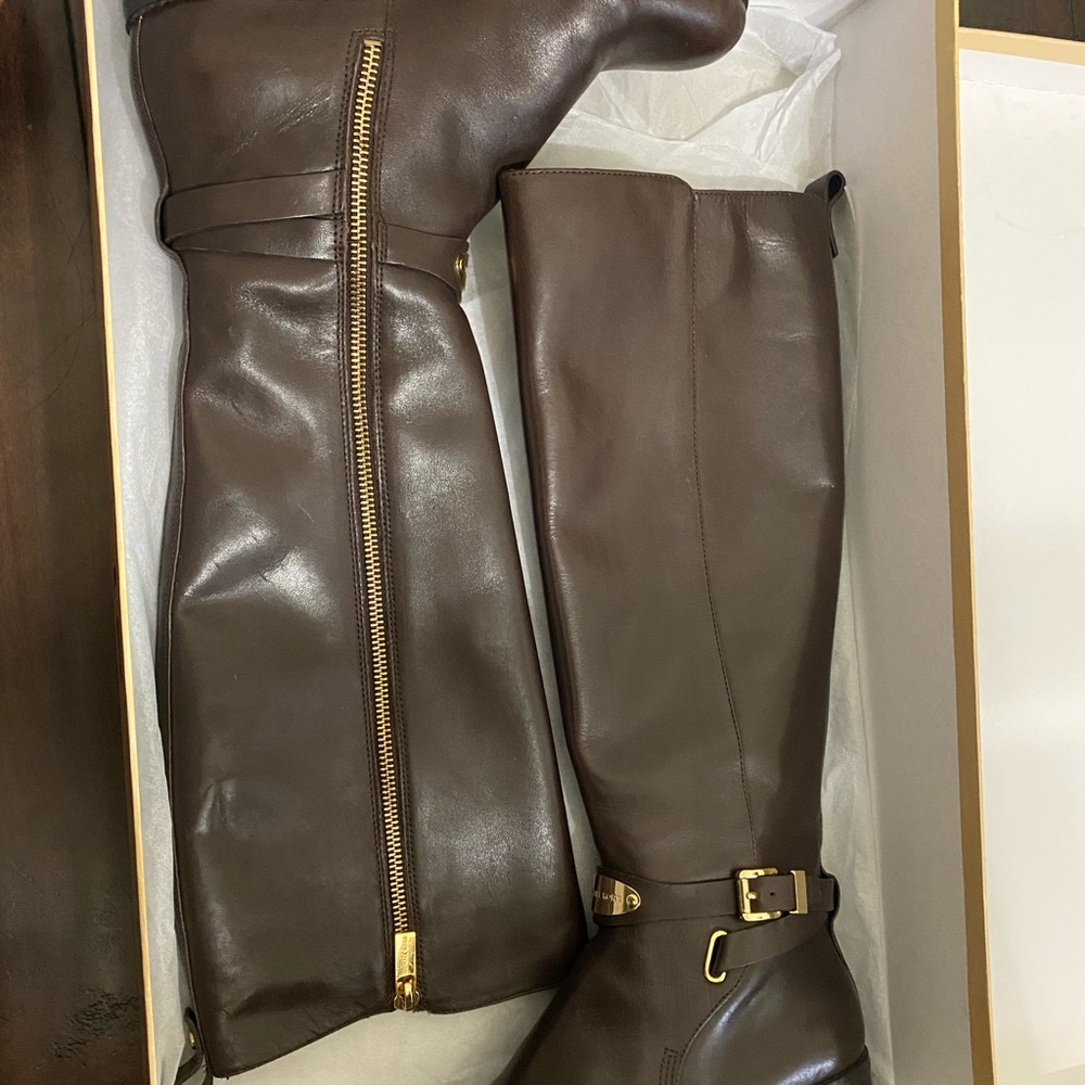 Michael Kors Brown leather buckle riding boots!